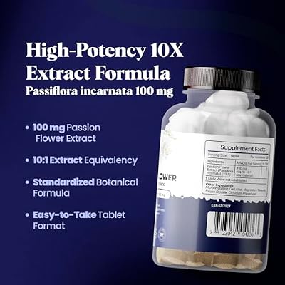 Amazing Botanicals Passionflower Tablets High Potency 10X Extract Tablets 10mg per Serving | Passiflora Incarnata | Boosts Mood & Promotes Relaxation, 30 Tablets