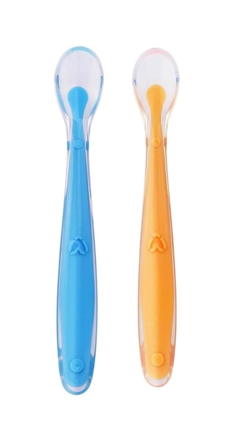 Little Bee Silicone Baby Feeding Spoons Set, Multi-Color, BPA-Free, 15.5 cm Length, Dishwasher Safe, Soft Tip Design for Infants and Toddlers (2, Blue,Orange)-image-19