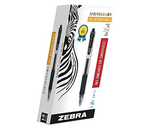 Bolígrafos Gel Retráctiles Zebra Sarasa X20 0.5mm Negro Pack 20 miniatura 1