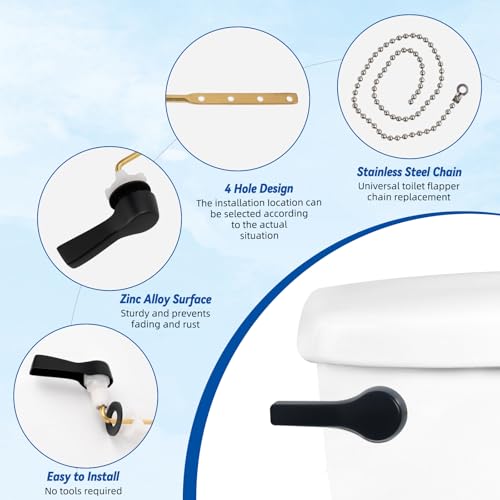 Image of Hibbent Universal Metal Front Mount Flush Toilet Handle Kit, Matte Black