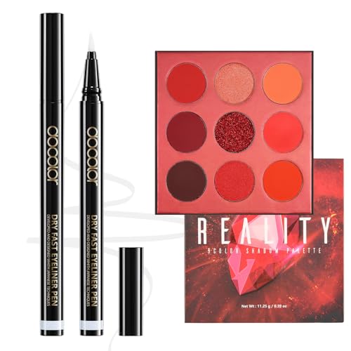 Delineador Blanco Waterproof y Paleta Sombras 9 Colores