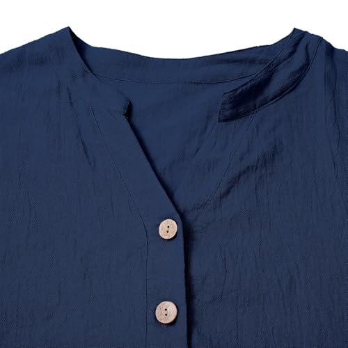 Conjunto de lino 2 piezas mujer transpirable para evitar el calor con pantalones cómodos 4