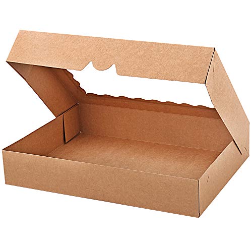 Tcoivs 20-Pack Bakery Boxes with Window, 14\" x 10\" x 2.5\", Large Cookie Boxes, Auto-Popup Treat Boxes for Donuts, Pies, Cakes, Muffins, and Pastries (Brown) - Thumbnail 6