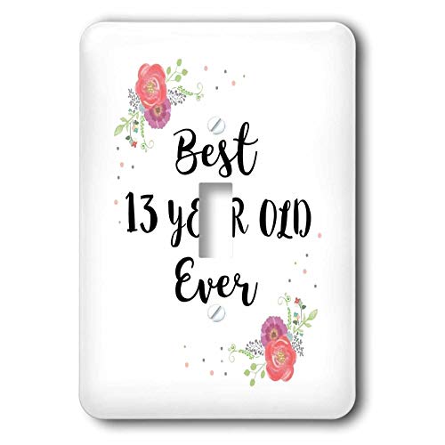 Cadeau 13e anniversaire fille interrupteur simple design fleurs roses