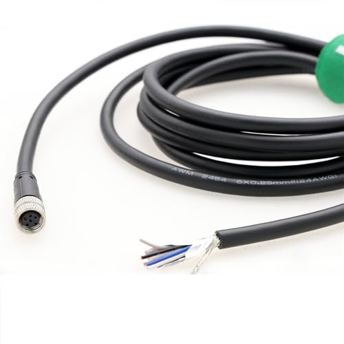 Cable M8 industrial 6 pines codificado A para sensor de sistema de visión artificial 5m 4
