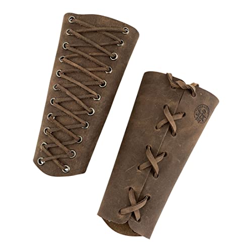 Valhalla Gear, Archery Bracer Handmade From Full Grain Leather - Hand Protector For Bow Shooting Practice, Outdoor Sports Armband, Wrist Guard - Durable, Adjustable - 2 Pack, Bourbon Brown #TOP11