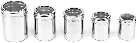 5pc Stainless Steel Nesting Spice Jar Canisters with See-Thru Lids 250ml to 75ml