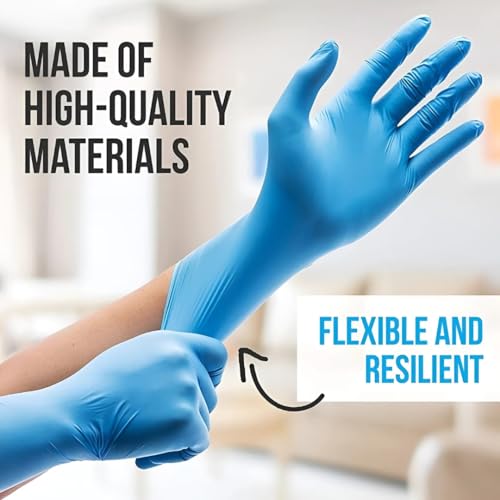 Image of Blue Nitrile Examination Gloves, Powder-Free, Latex-Free, Disposable Medical Gloves, Medium Size, 50 Count | Ideal for Medical, Food Handling, Laboratory, Salon & Cleaning