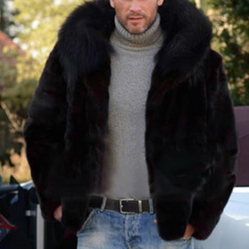 Mens Winter Coats Fashion Faux Fur Thicken Warm Jacket Cozy Plus Size Fuzzy Parka Coats Fluffy Collar Cardigan Overcoat3