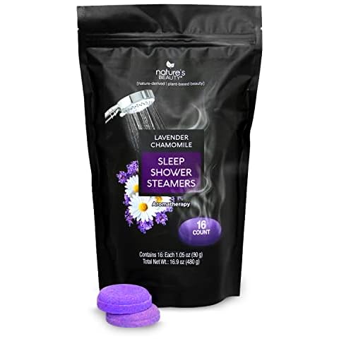 Nature's Beauty Aromatherapy Lavender Chamomile Sleep Shower Steamers Gift Set Single-Pack, Luxury, Fizzy, Spa Shower Steamer to Help Calm + Soothe The Senses, 16.8 oz | 16 ct ea (1 Pack) Cover