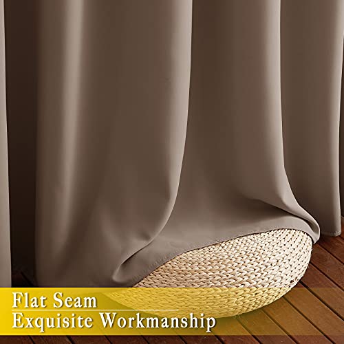 NICETOWN Blackout Curtain for Sliding Door, Grommet Top Thermal Insulated Bedroom Window Curtain Sound Dampening Drape for Patio Door/French Door (Cappuccino, 1 Panel, 80" W x 90" L)