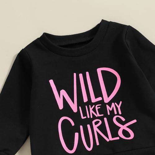 Adobabirl Baby Girl Fall Outfits Wild Like My Curls Sweatshirt and Jogger Pants Set Cute Infant Toddler Winter Clothes4