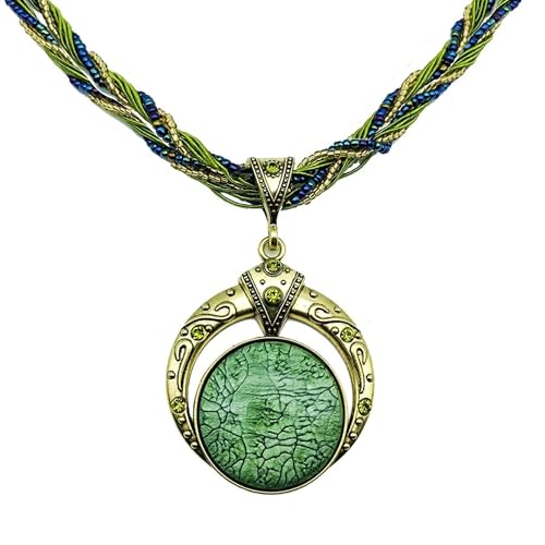 RIXERKOC Collier Rétro Vintage pour Femme, Collier Bohème Turquoise Collier Pendentif en Strass Bijoux Fantaisie Cadeaux pour Fête des mères Saint-Valentin...