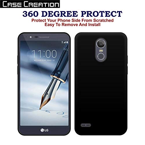 Image of Case Creation Compatible for LG Stylus 3 2018 Back case,for LG Stylus 3 Slim Flexible Smart Look case with 360 Camera All Angle Protection (Pure Black)
