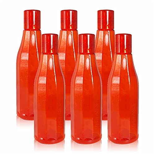 Wonder Plastic Prime Coral Fridge Bottle Set, Red Color, Set Of 6 Bottles, 1000 Ml, Made In India