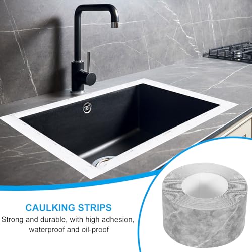 Image of PATIKIL Caulk Tape 1.5 inch x 10.5 Ft, Self Adhesive Sealing Tape Waterproof Toilet Tub Caulk Sealant Strip Sealing Trim for Kitchen Bathroom Toilet Bathtub Sink Countertop, Dark Grey