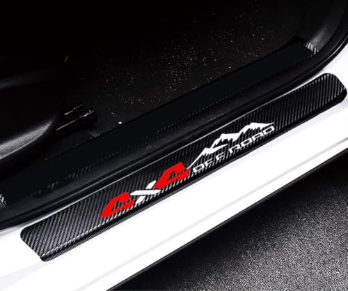 4pcs/Set Door Entry Guard Carbon Fiber Textured Leather Car Door Sill Protector Stickers Compatible with 4x4 Off Road