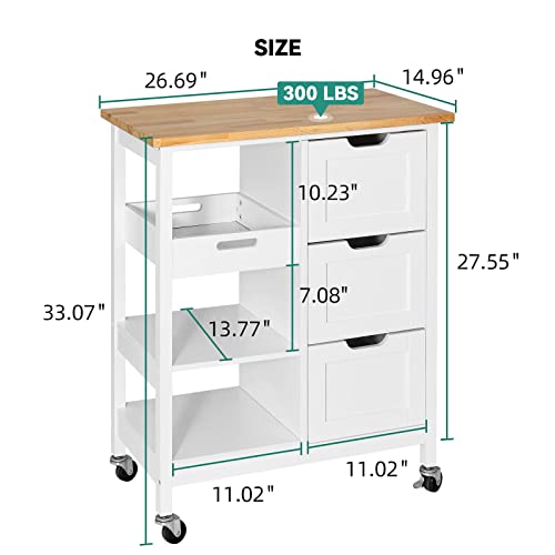 Yitahome Kitchen Island Cart With Storage, Kitchen Cart For Home, Rolling Serving Utility Trolley Cart On Wheel With 3 Drawers And 3 Storage Shelves, Kitchen Serving Cart For Dining Room, Bar, White #TOP6