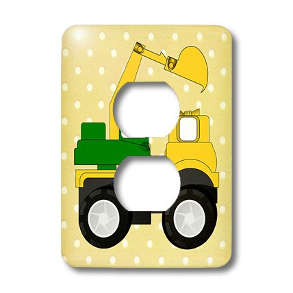 Image de Backhoe dessin animé plaque interrupteur pois jaunes 3dRose lsp_179498_6 chambre