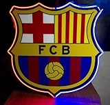 escudo REGALO Barcelona fútbol con Pantalla metacrilato y vinilo con neón LED de Bar Deportivo, de la liga de futbol, Ambiente de Pub MEDIDAS 35X30CM
