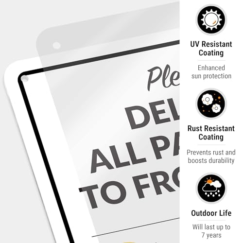 Image of Package Delivery Sign, Delivery Instructions All Package Front Door Sign, 10x7 Inches, Rust Free .040 Aluminum, Fade Resistant, Made in USA