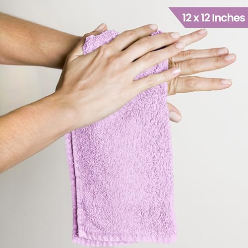 Image of Utopia Towels 24 Pack Cotton Washcloths Set, 100% Ring Spun Cotton, Premium Quality Flannel Face Cloths, Highly Absorbent and Soft Feel Fingertip Towels, Lavender