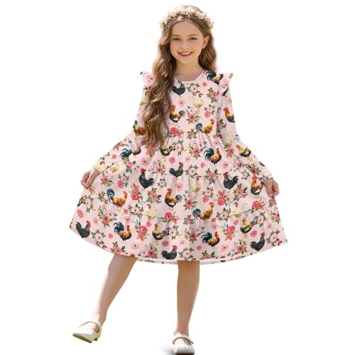 Robe manches longues fille trapèze patchwork vêtement automne doux 3-14 ans