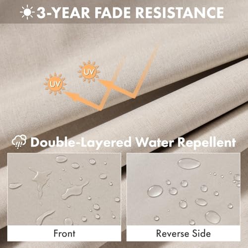 MIULEE Beige Outdoor Chair Cushions Set of 2, 19x19x3 Inch Waterproof Patio Seat Cushions for Outdoor Furniture Couch Sofa, 3 Year Color Fastness High Density Foam with Adjustable Ties — view 2