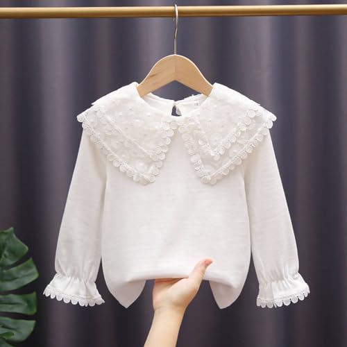 LNICEAR Little Girl Long Sleeve Shirt Toddler Kids Casual Solid Color Doll Collar T-Shirt Fall Top White Blouse2