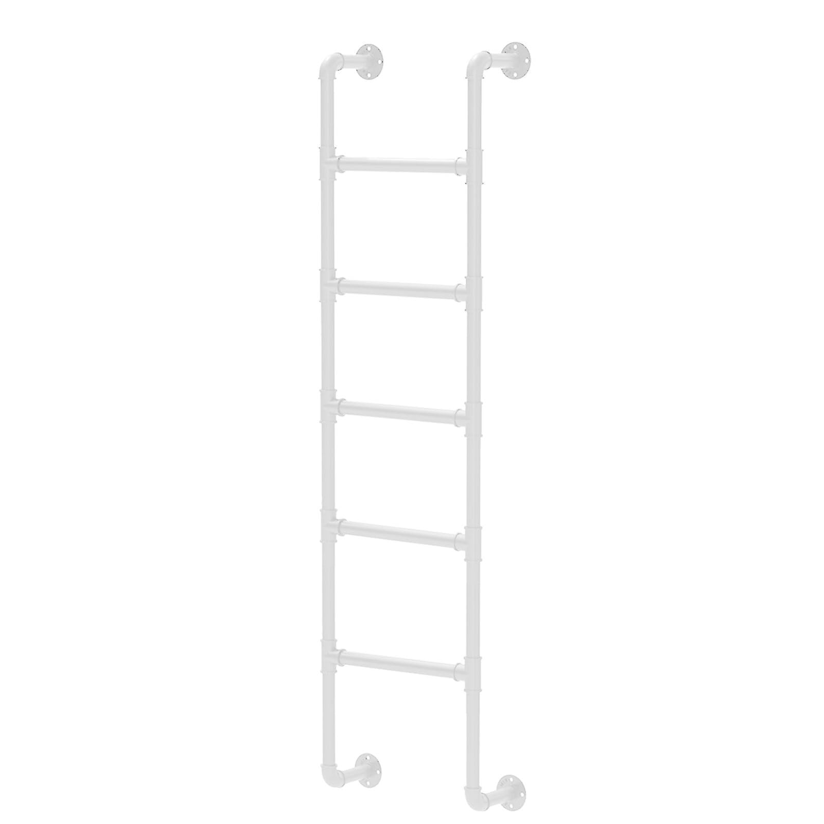 Escalera de metal resistente de color blanco de 1,2/1,5/1,8/2,1/2,4/2,7/3 metros para salida de emergencia de sótanos, escaleras de escalada multiusos, montadas en la pared, carga de 330 libras(155cm/