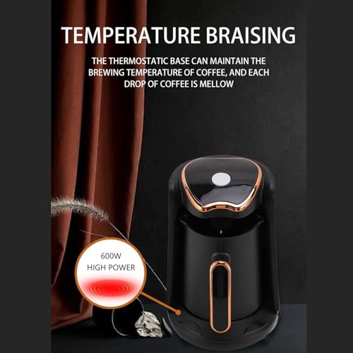 Oreilet Türkische Kaffeemaschine, 600 W elektrische Türkische Kaffeemaschine mit Anti Überlauf Anti Trockenverbrennung, 4 Tassen Tragbare Heiße Getränkehersteller für (EU -Stecker 220 V)