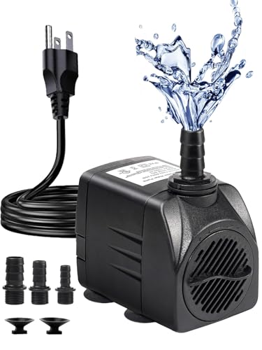 Fountain Pump, 400GPH Submersible Water Pump Outdoor, Ultra Quiet Water Fountain Pump With 6.5FT