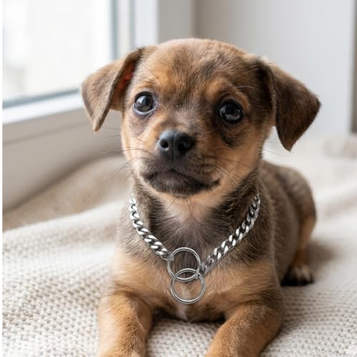 Image of Heavy Duty Choke Swivel Metal Dog Chain - Durable Training Collar with Strong Links & 360 Swivel for Small Dogs (Width 2 MM - Length -15.INCH)