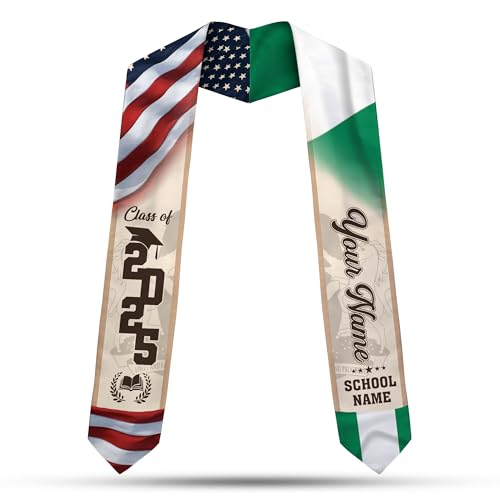 MonkeyVan Nigerians Graduation Sash Custom Nigerians American Flag Graduation Sash 2025 Nigeria Graduation Stole Class of 2025 Ng13