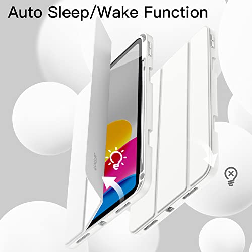 Image of JETech Cover Case for iPad (A16) 11th /10th Generation (2025 /2022) with Pencil Holder, Slim Tablet Cover with Soft TPU Back, Auto Wake /Sleep (White)