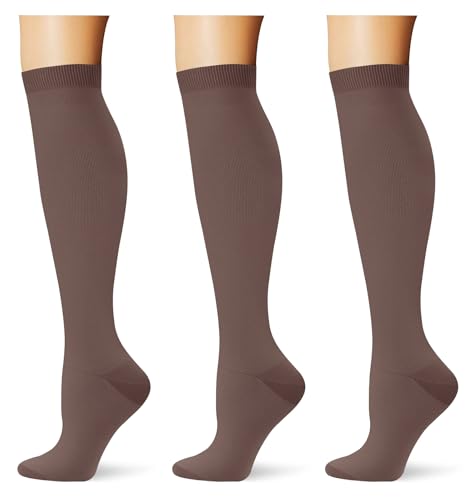 Image of (3 pairs) Compression Socks 20-30 mmHg Long Knee High Socks for Women Men Support Athletic Travel Daily Wear