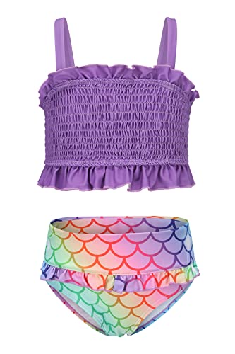 Image of Girls Bikini Swimsuits Two Piece Bathing Suit for Kids Girls Hawaiian Smocked Swimwear 3-16 Years