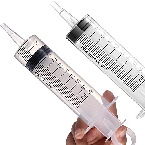 Image of 2 Pack Large Syringes (100 ML), Plastic Garden Industrial Syringes for Scientific Labs, Measuring, Watering, Refilling, Filtration Multiple Uses ,More Size Choice:150ML