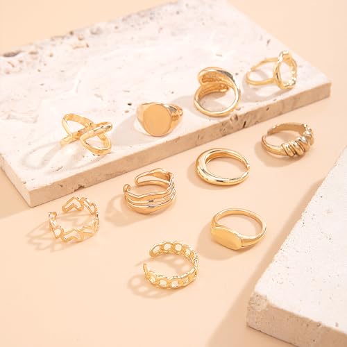 futimely 14k gold stackable knuckle rings set for women teen girlsaesthetic silver 10pcs trendy dainty open midi rings setmidi finger rings pack jewelry gifts