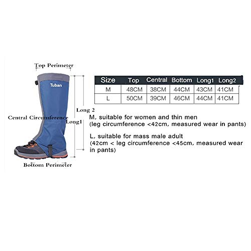 1Pair Leg Gaiters Waterproof Snow Boot Gaitors 420D Anti-Tear Nylon Fabric Leggings Cover for Outdoor Fishing Skiing Walking Hiking Climbing Hunting (Black, M) - Thumbnail 6