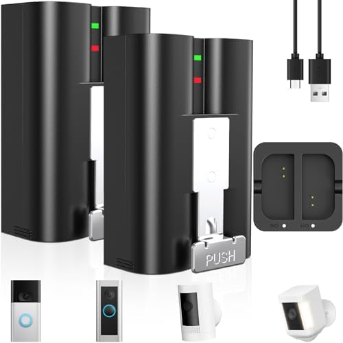 2PCS Replacement Battery with Ring with Charging Station, for Rin...