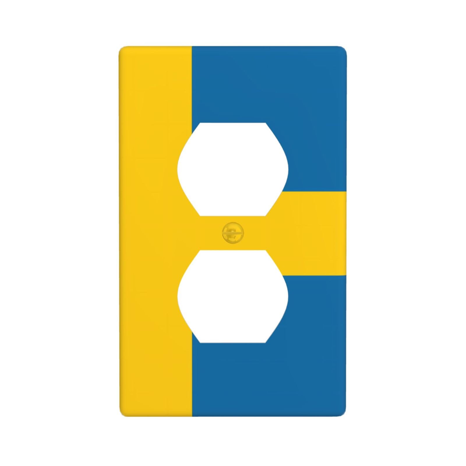Swedish Flag Unbreakable Polycarbonate Switch Plate-1 Gang Screwless Wall Plate for Home Office