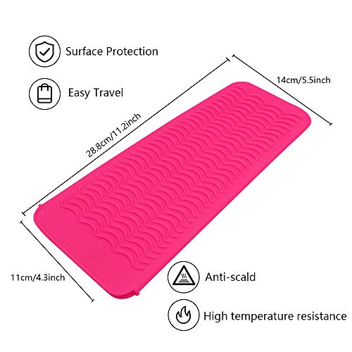 Heatheat Resistant Silicone Mat Pouch For Flat Iron, Curler Wand, Hot Waver, Salon Tools Appliances, Portable Styling Heat Mat, Curling Iron Pad Cover, Hair Straightener Travel Bag Case (1Pink) #TOP1