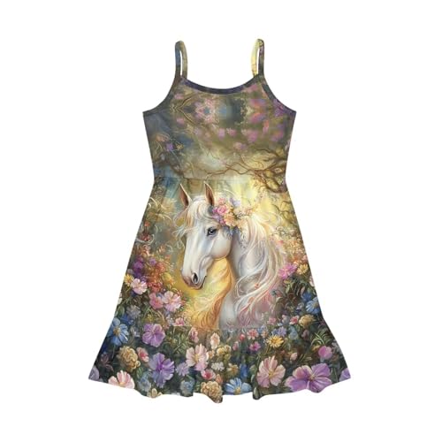 Horse Dress Girls Size 3-14 Spaghetti Strap Midi Cami Dresses3