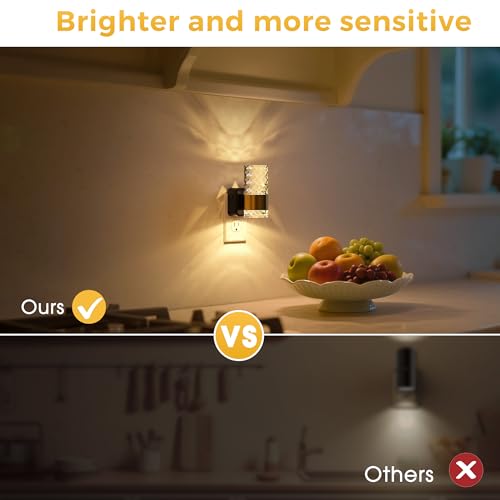 Image of L LOHAS LED Night Light, Modern Night Lights Plug into Wall, 3000K Soft Warm 0-100LM Adjustable Night Lights,Automatic Nightlights Plug in with Dusk to Dawn Sensor for Rooms Bathroom Hallway Decor