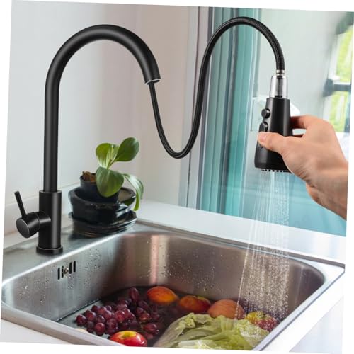 Robinet de cuisine avec douchette extractible 360° mitigeur noir mat double commande durable - 8