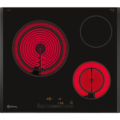 Balay - Placa vitrocerámica, 60 cm, Programación de tiempo, Negro, sin marco inoxidable, 3EB721LR