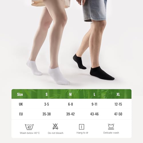 Effeet 10 Par Skarpetki Krótkie Bambusa Dla Mężczyzn I Kobiet – Wygodne, Oddychające, Krótkie Skarpety Letnie do Kostki, Unisex, Idealne na Co Dzień, Czarny 43-46