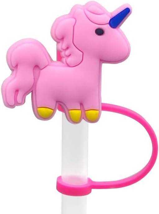 Miniatura 5 de Tapa grande de 0.394 in con diseño de unicornio para Stanley Cup de 40 oz y 30 oz de silicona de dibujos animados para popotes protectores para