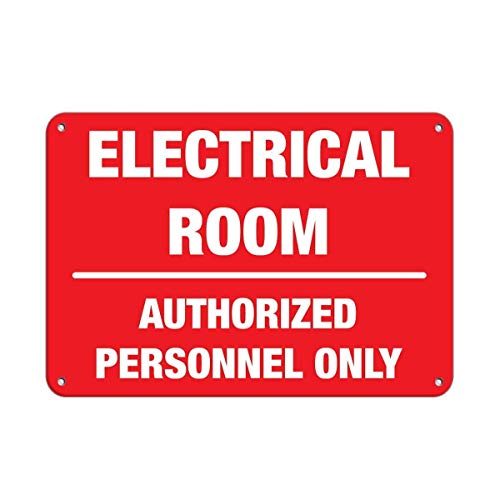 peiyeety Warning Sign Electrical Room Authorized Personnel Only Hazard Labels Sign Business Sign Aluminum Metal Tin Sign 8"x12"
